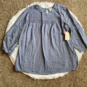 St. John’s Bay Blue Chambray Top New Womens Size Medium Lightweight